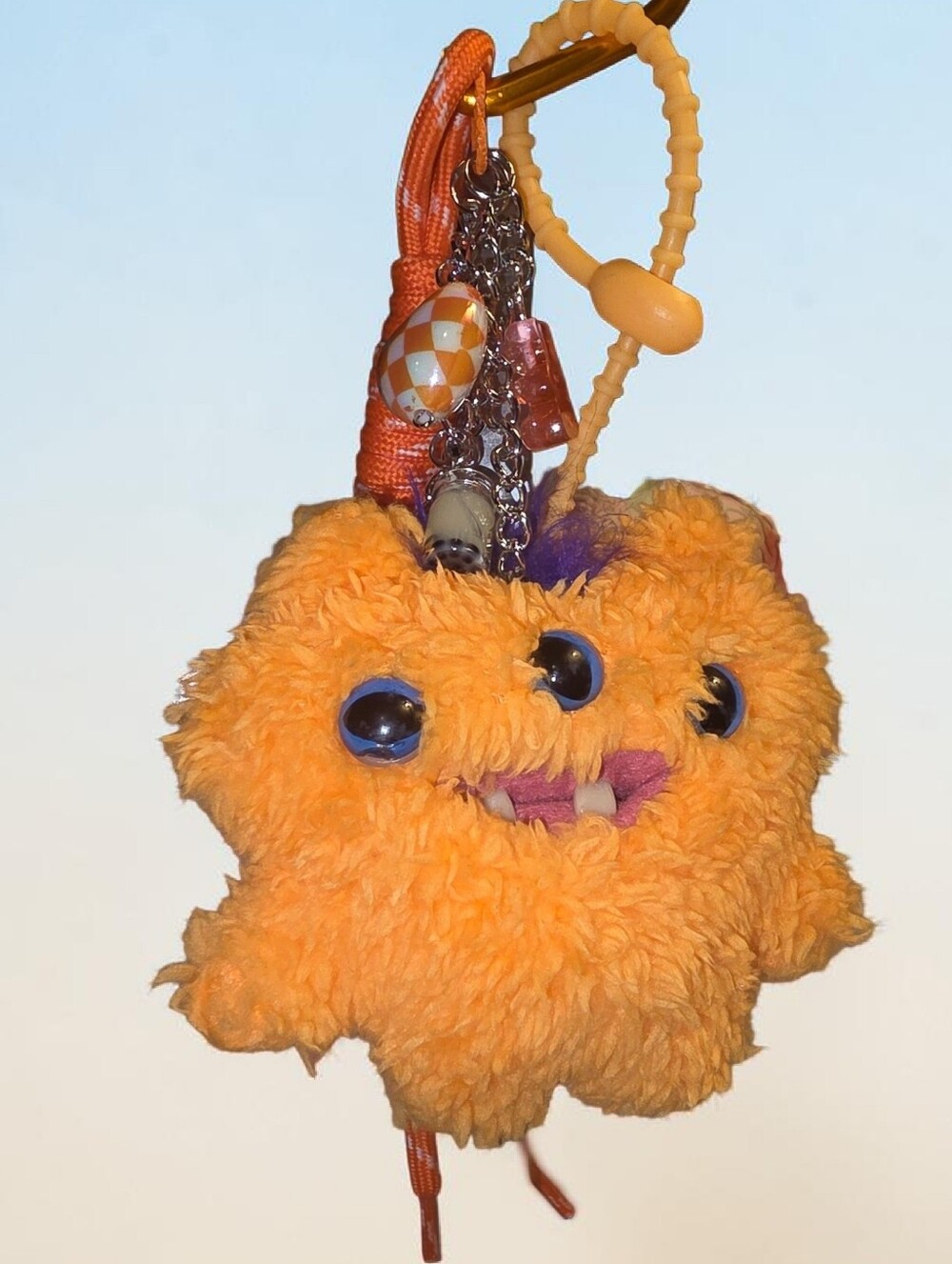 Plush Orange Monster Keychain Bag Charm